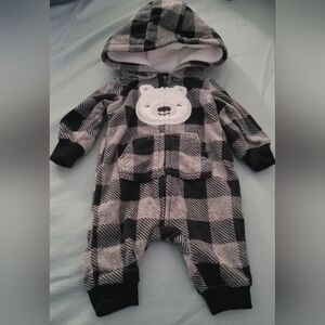 Carter's Black and Gray Bear Hooded Footie